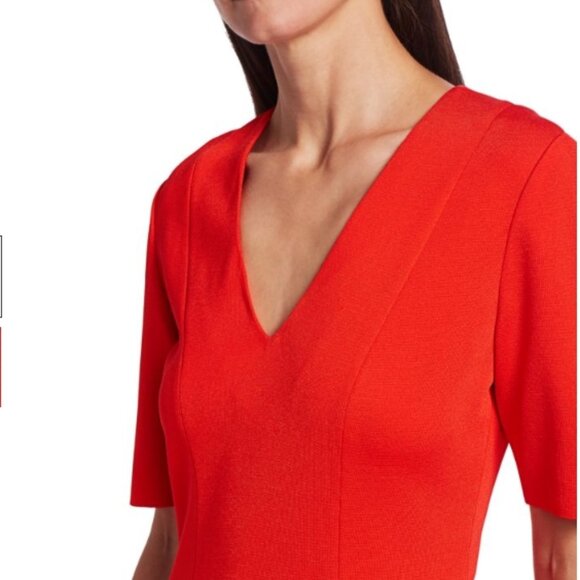 St. John Milano Knit Midi Dress GERANIUM 4 - Picture 3 of 6